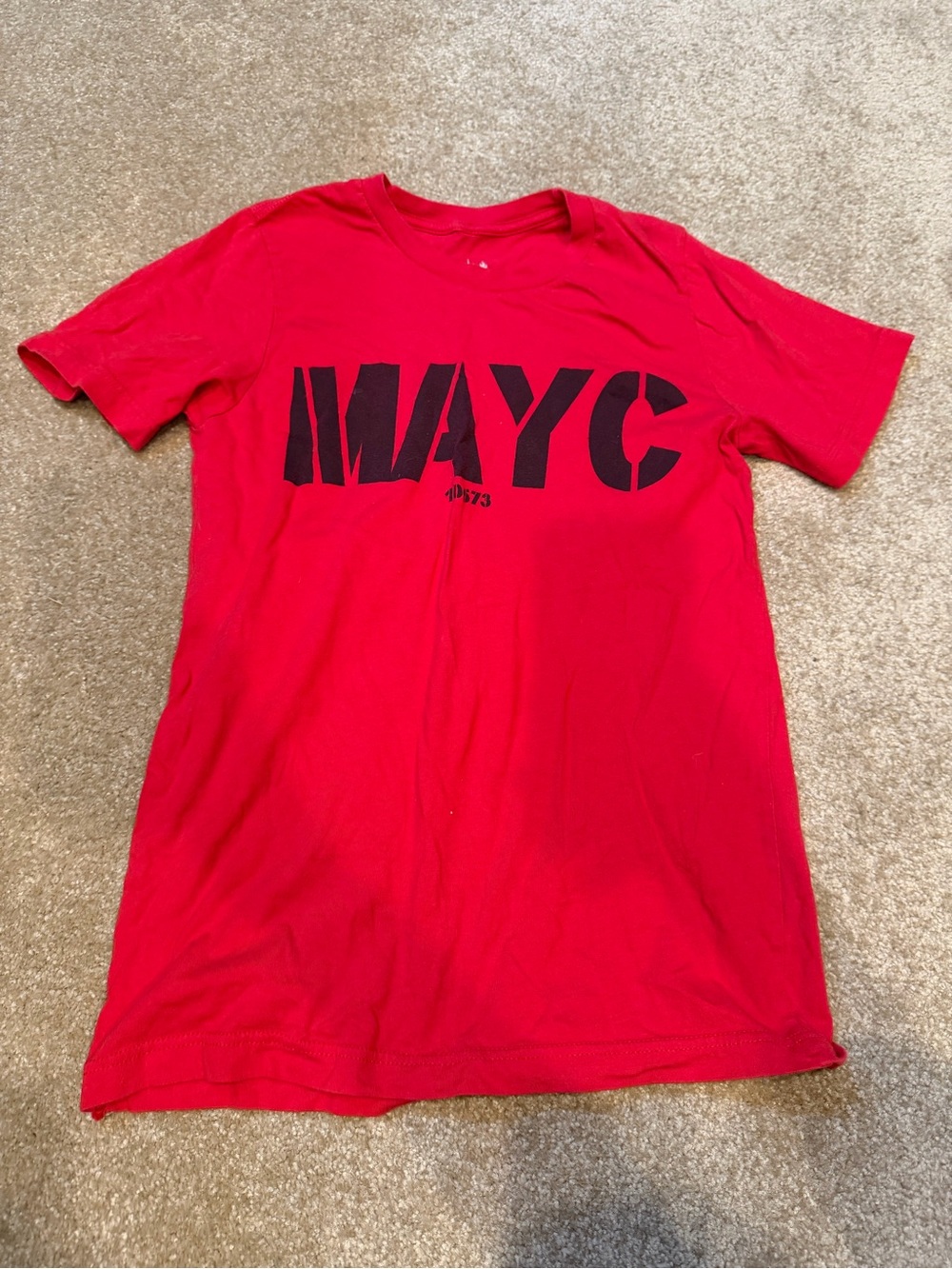 Red Graphic Short Sleeve Crewneck Tee MAYC Size M